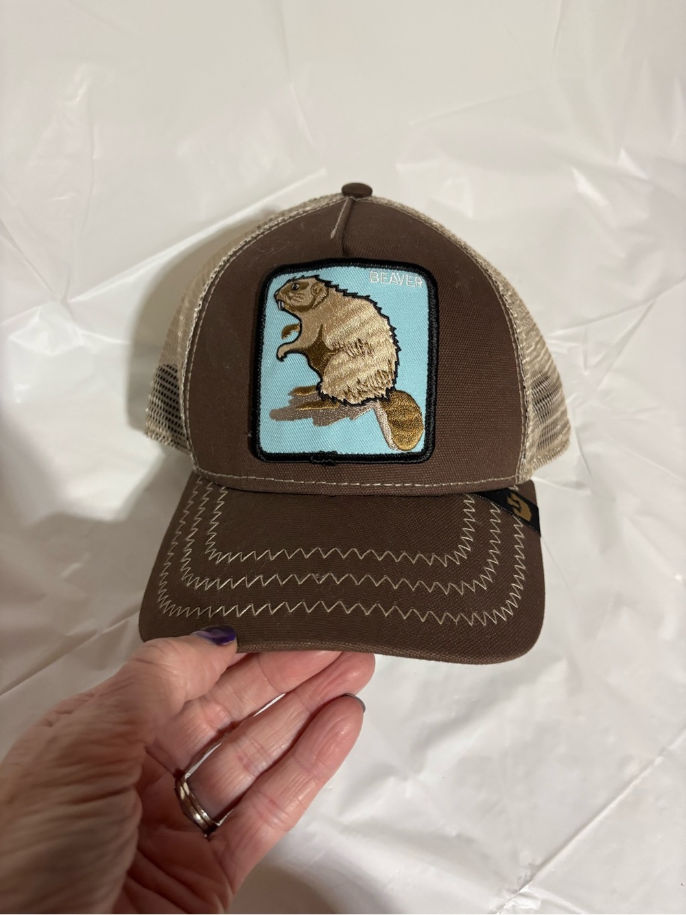 Goorin Bros Brown and Tan Beaver Patch Mesh Trucker Hat